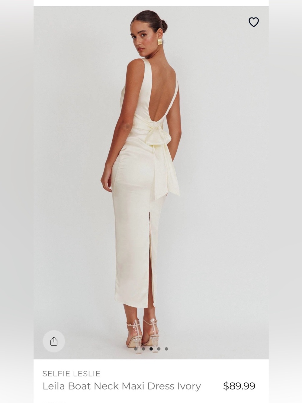 Selfie Leslie Ivory Back-Bow Boat Neck Maxi Dress